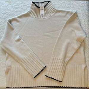 GAP Cream Turtleneck Sweater with Black Trim
